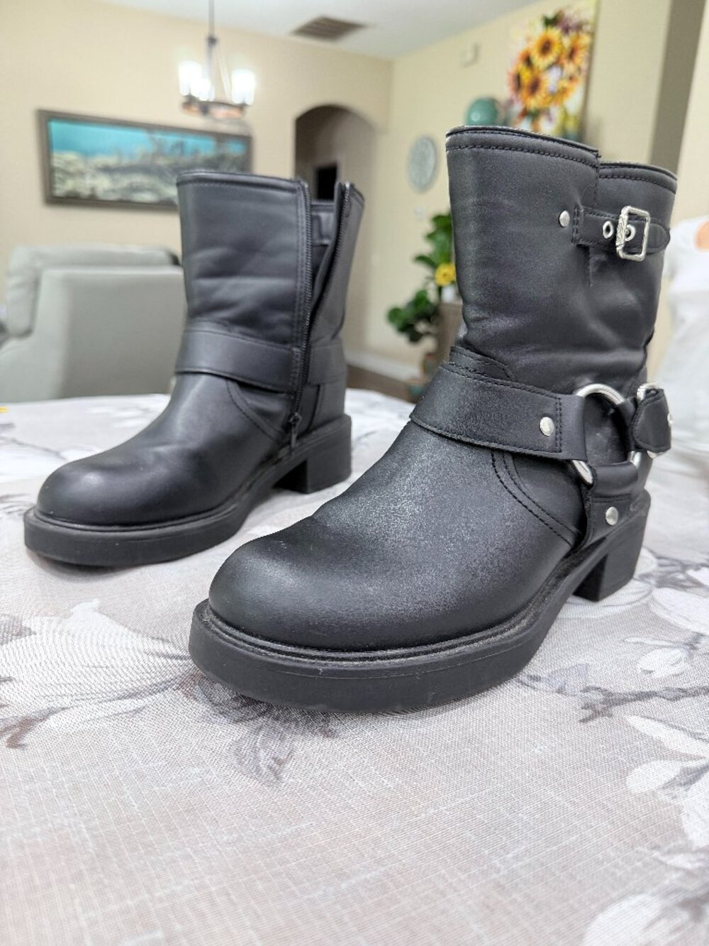 Universal Thread Moto Harness Conrad Boots Black Buckle Ankle Boots Women’s 7.5